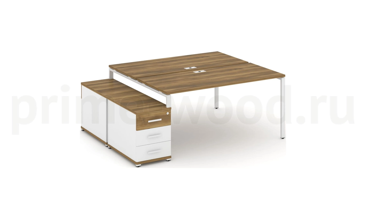 Рабочая станция на 2 места с двухсторонней опорной тумбой CN.DRS-304 B/W - фото 8