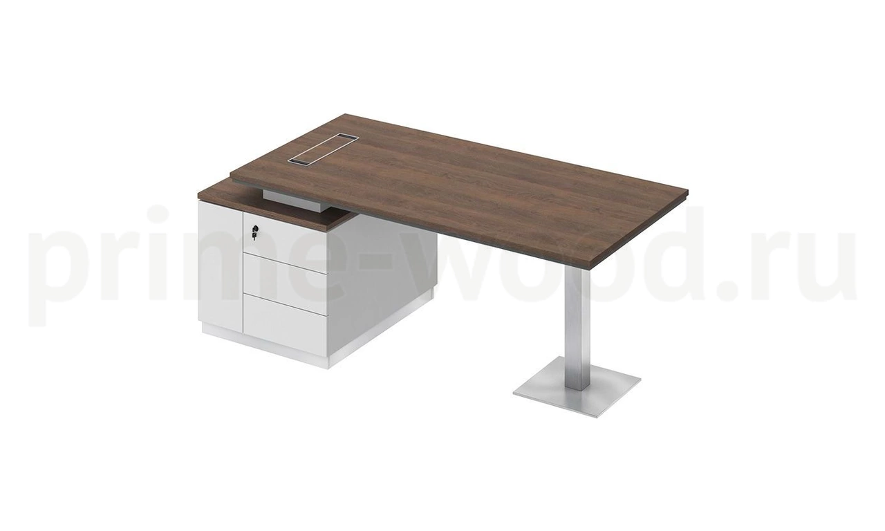 Стол руководителя на опорной тумбе (левый) City 198x90x75 - фото 0